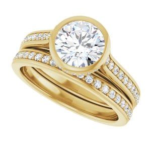 Rings 14K Yellow  7 mm Round Engagement Ring Mounting