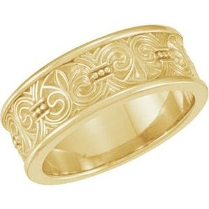 Rings 18K Yellow 7.5 mm Fleur-de-lis Band Size 5