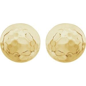 Earrings 14K Yellow Hammered Disk Earrings