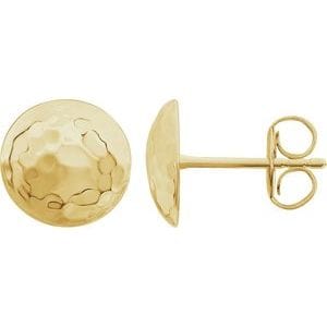 Earrings 14K Yellow Hammered Disk Earrings