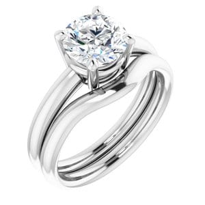 Rings 14K White 7.4 mm Round Engagement Ring Mounting