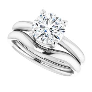 Rings 14K White 7.4 mm Round Engagement Ring Mounting