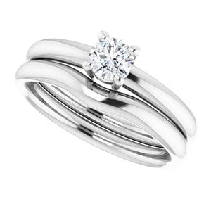 Rings 10K White 4.4 mm Round Engagement Ring Mounting