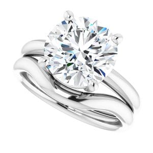 Rings 14K White 10 mm Round Engagement Ring Mounting