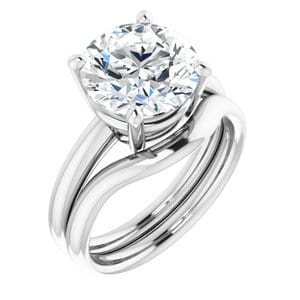 Rings 14K White 10 mm Round Engagement Ring Mounting