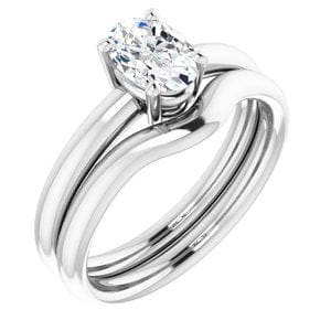 Rings 10K White 7x5 mm Oval Engagement Ring Mounting