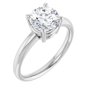 Rings 14K White 7.4 mm Round Engagement Ring Mounting