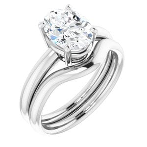 Rings 14K White 9x7 mm Oval Engagement Ring Mounting