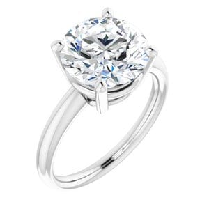 Rings 14K White 10 mm Round Engagement Ring Mounting