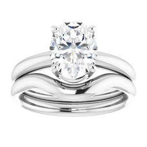 Rings 14K White 9x7 mm Oval Engagement Ring Mounting