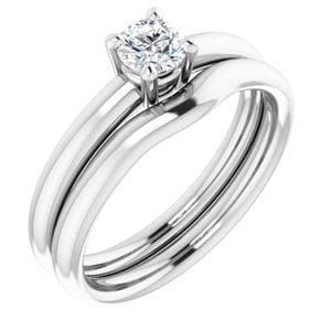 Rings 10K White 4.4 mm Round Engagement Ring Mounting