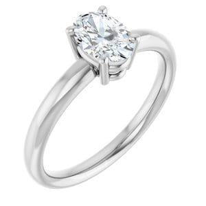 Rings 10K White 7x5 mm Oval Engagement Ring Mounting