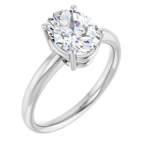 Rings 14K White 9x7 mm Oval Engagement Ring Mounting
