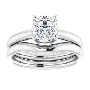 Rings 14K White 6 mm Cushion Engagement Ring Mounting