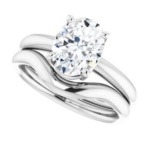 Rings 14K White 9x7 mm Oval Engagement Ring Mounting