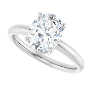 Rings 14K White 9x7 mm Oval Engagement Ring Mounting