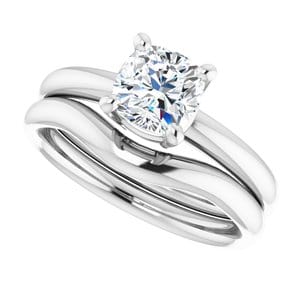 Rings 14K White 6 mm Cushion Engagement Ring Mounting
