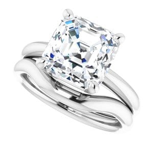 Rings 14K White 9 mm Asscher Engagement Ring Mounting