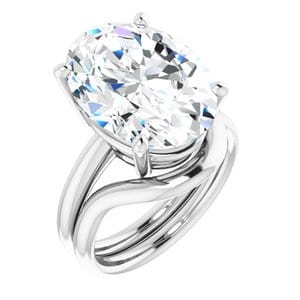 Rings Sterling Silver 16x12 mm Oval Engagement Ring Mounting