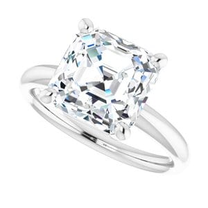 Rings 14K White 9 mm Asscher Engagement Ring Mounting