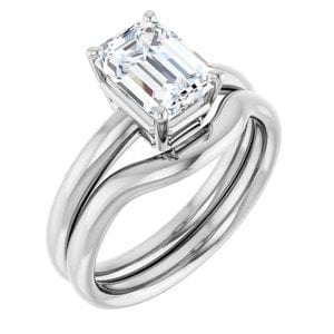 Rings 14K White 8x6 mm Emerald Engagement Ring Mounting