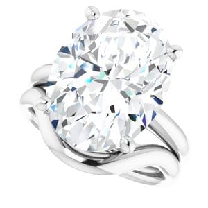 Rings Sterling Silver 16x12 mm Oval Engagement Ring Mounting