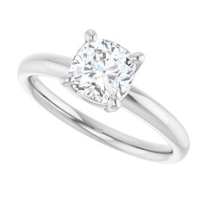 Rings 14K White 6 mm Cushion Engagement Ring Mounting