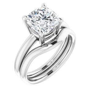 Rings 14K White 8 mm Cushion Engagement Ring Mounting