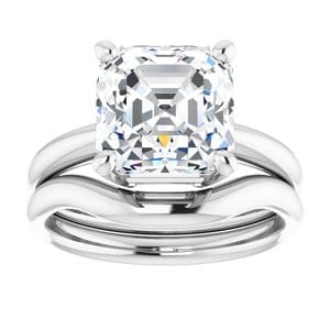 Rings 14K White 9 mm Asscher Engagement Ring Mounting