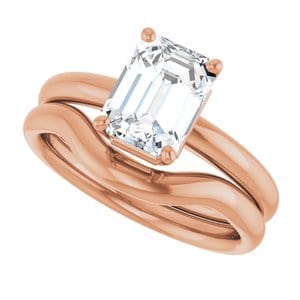 Rings 14K Rose 8x6 mm Emerald Engagement Ring Mounting