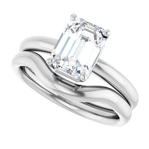 Rings 14K White 8x6 mm Emerald Engagement Ring Mounting
