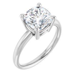 Rings 14K White 8 mm Cushion Engagement Ring Mounting