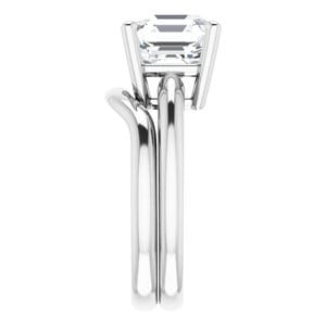 Rings 14K White 9 mm Asscher Engagement Ring Mounting