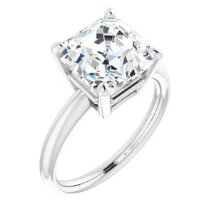 Rings 14K White 9 mm Asscher Engagement Ring Mounting