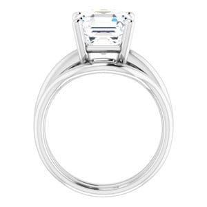 Rings 14K White 9 mm Asscher Engagement Ring Mounting