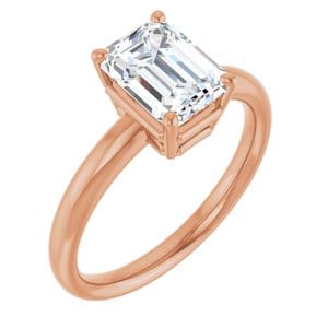 Rings 14K Rose 8x6 mm Emerald Engagement Ring Mounting