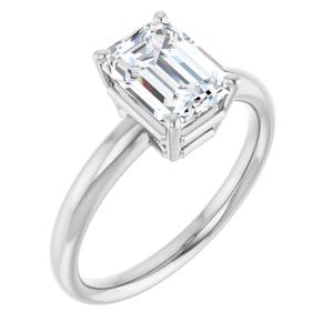 Rings 14K White 8x6 mm Emerald Engagement Ring Mounting