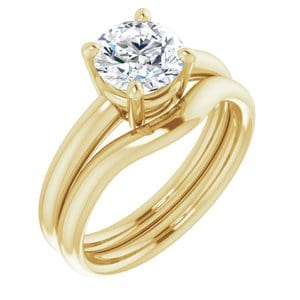 Rings 14K Yellow 7 mm Round Engagement Ring Mounting