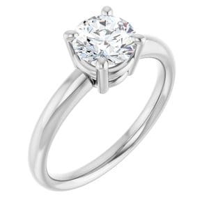 Rings 14K White 6.5 mm Round Engagement Ring Mounting