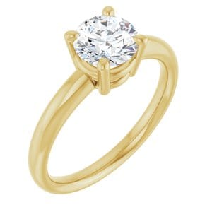 Rings 14K Yellow 6.5 mm Round Engagement Ring Mounting