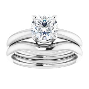 Rings 14K White 6.5 mm Round Engagement Ring Mounting