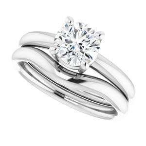 Rings 14K White 6.5 mm Round Engagement Ring Mounting