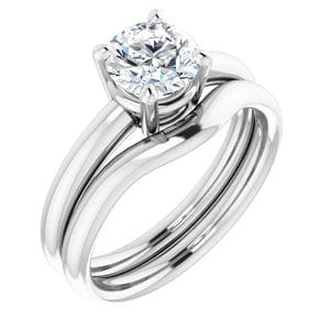 Rings 14K White 6.5 mm Round Engagement Ring Mounting