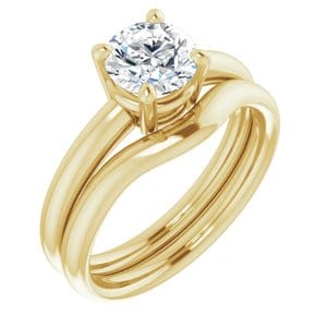 Rings 14K Yellow 6.5 mm Round Engagement Ring Mounting