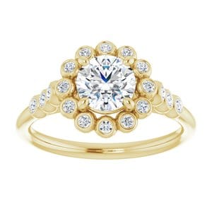 Rings 14K Yellow 6 mm Round Halo-Style Bezel-Set Engagement Ring Mounting