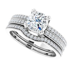 Rings 14K White  6 mm Cushion Engagement Ring Mounting