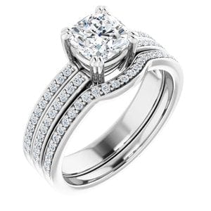 Rings 14K White  6 mm Cushion Engagement Ring Mounting