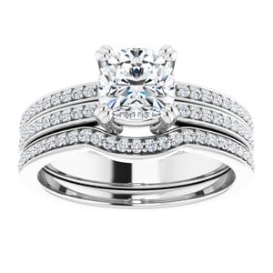 Rings 14K White  6 mm Cushion Engagement Ring Mounting