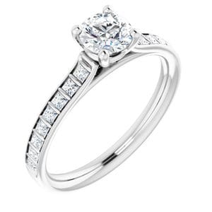 Rings 18K White  5.2 mm Round Engagement Ring Mounting