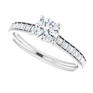 Rings 18K White  5.2 mm Round Engagement Ring Mounting